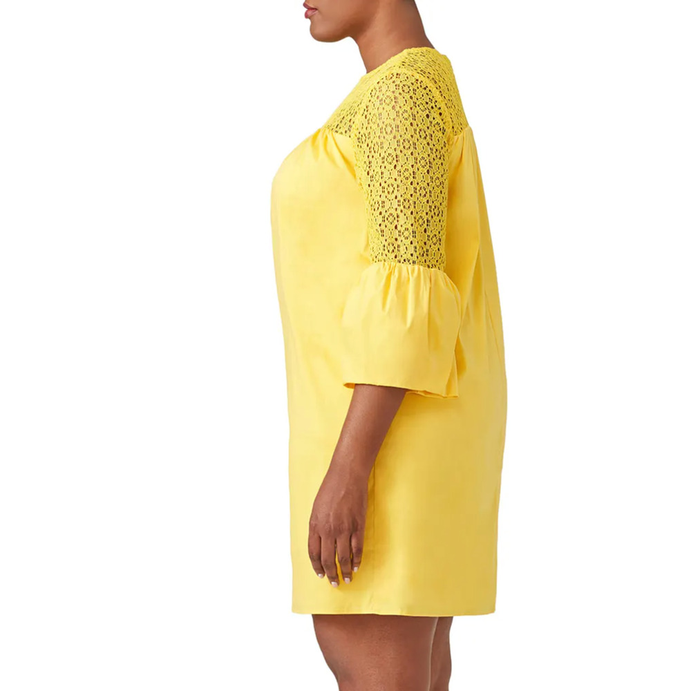 Draper James Yellow Shift Dress SIZE 14 Lace Romantic Babydoll Designer $146 - Picture 4 of 10
